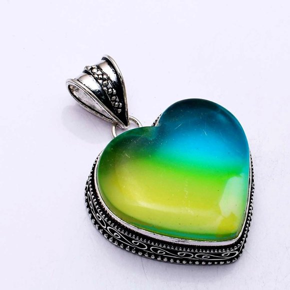 Bi-Color Tourmaline Heart Pendant ‎ 1.76" - Picture 1 of 3